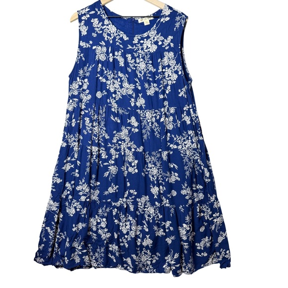 Studio West Apparel Women’s Navy and White Floral Tank Midi Dress size XL - Picture 1 of 10